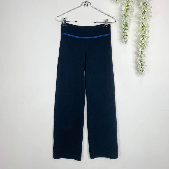 LULULEMON high rise leggings wide leg blue velvet trim athleisure yoga 2792